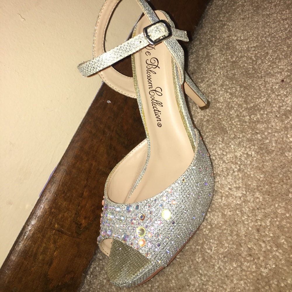 Silver Ankle Strap Heels